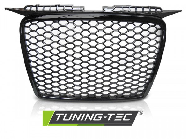 Upgrade Sportgrill / Kühlergrill für Audi A3 8P 05-08 Hochglanz schwarz in Wabendesign